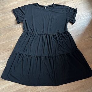 SHEIN Black Tiered Ruffled Midi Sundress